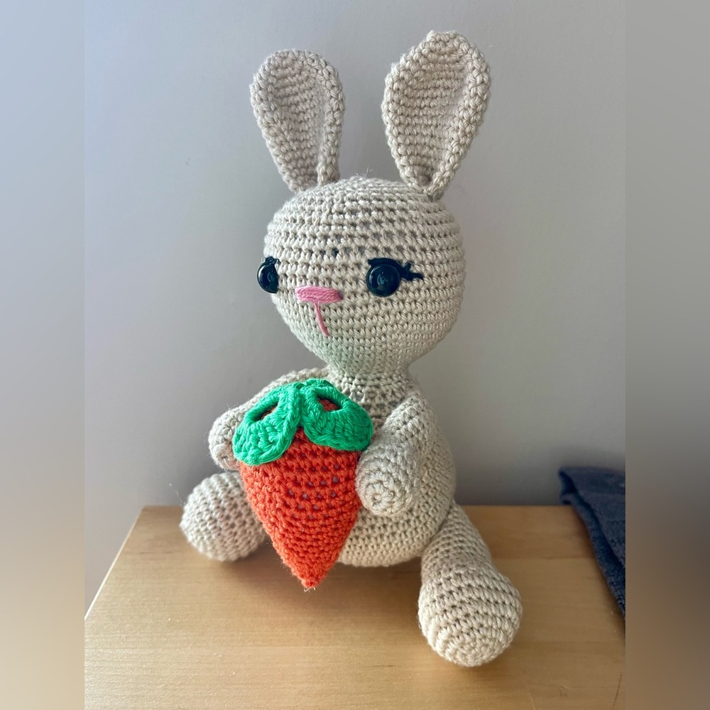 Handcrafted Spring Easter Bunny Rabbit Holiday Decor Amigurui Crochet Carrot